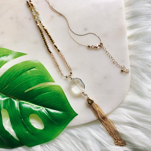 long gold beaded necklace - Picture 5 of 5